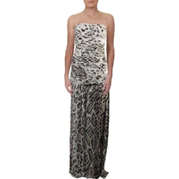 Halston Heritage Animal Print Strapless Gown - Picture 3 of 7